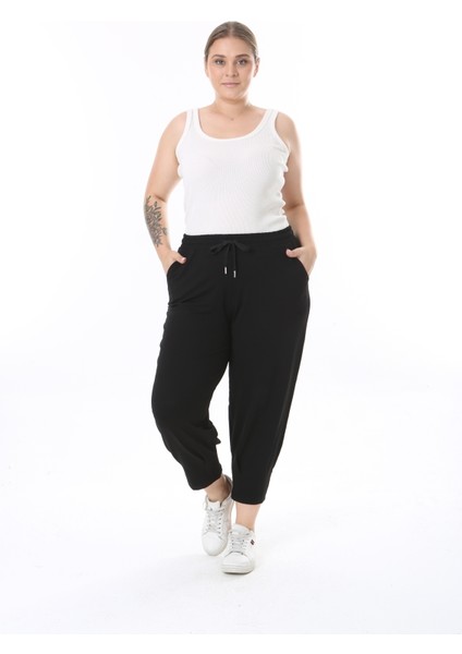 Kadın Büyük Beden Likralı Viskon Kapri Pantolon Rahat Kalıp ve Paça Detaylı fırsatları