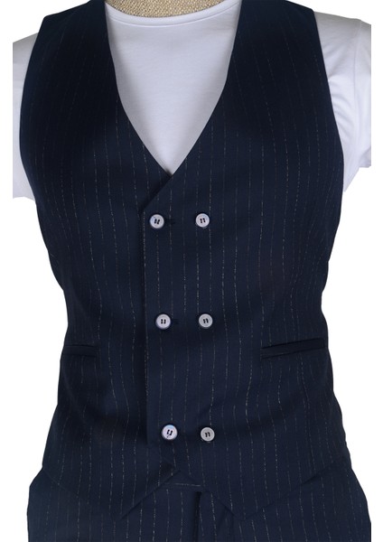 Cengiz Inler Ince Çizgili Yelekli Erkek Takım Elbise fiyatları