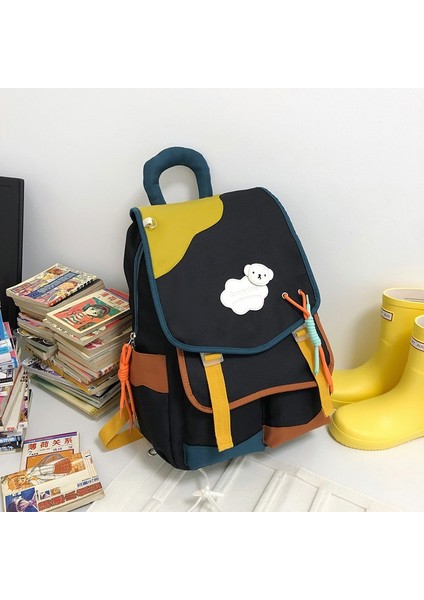 Ortaokul ve Lise Öğrencileri Için Büyük Kapasiteli Sevimli Sırt Çantası, Kontrast Renkli Ilkokul Öğrencisi Sırt Çantası (Yurt Dışından)