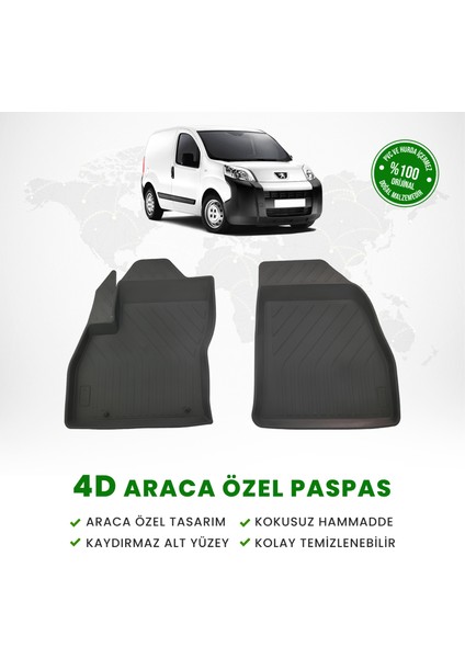 Peugeot Bipper Panelvan 4d Havuzlu Paspas (Ön 2 Parça) 2008 Model ve Sonrası