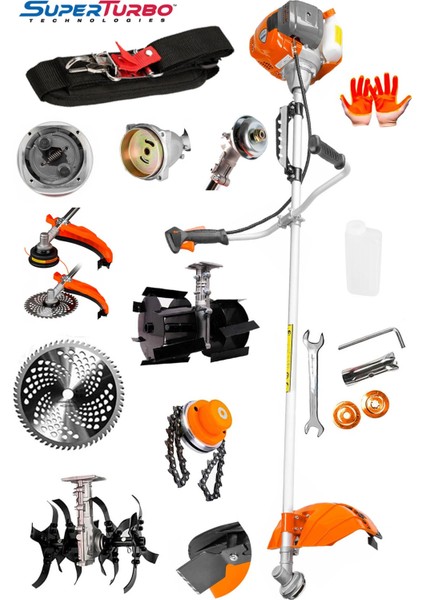 Germany Superturbo 20 Hpx Yan Tipi Benzinli Motorlu Ot Çalı Tırpanı + Toprak Eşeleme + Akrobat Çapa fiyatları