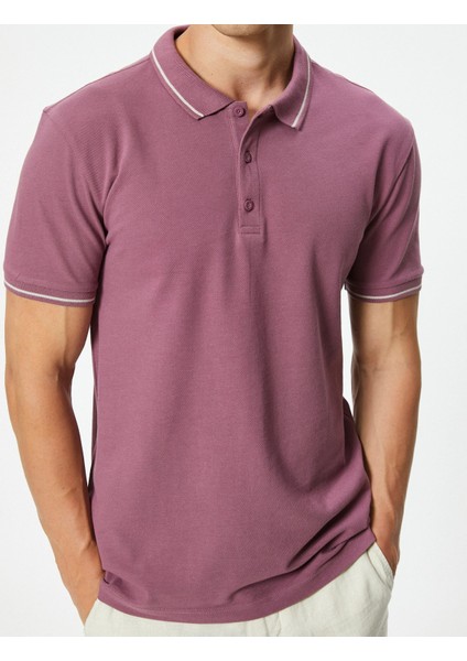 Slim Fit Polo Tişört Kısa Kollu Çizgi Detaylı Pamuklu modelleri