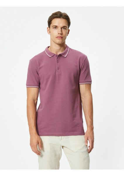 Slim Fit Polo Tişört Kısa Kollu Çizgi Detaylı Pamuklu fırsatları
