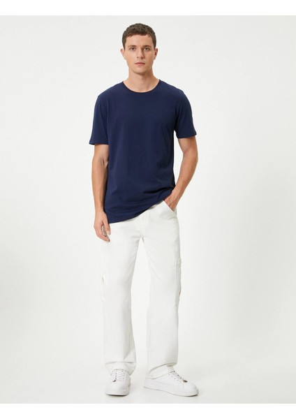 Basic Tişört Slim Fit Bisiklet Yaka Kısa Kollu