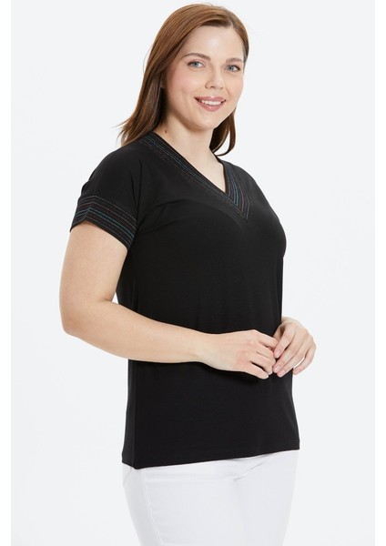 Büyük Beden Düşük Kol Renkli Ribanalı Penye Bluz modelleri