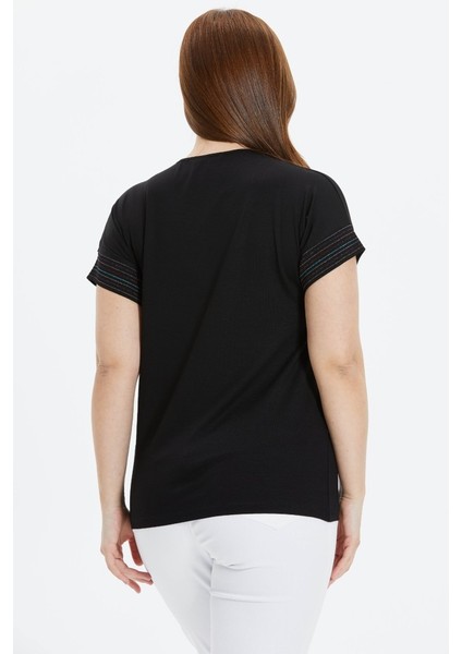 Büyük Beden Düşük Kol Renkli Ribanalı Penye Bluz fırsatları