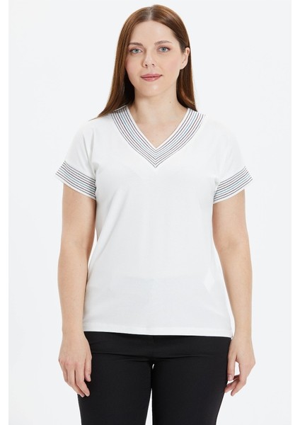 Büyük Beden Düşük Kol Renkli Ribanalı Penye Bluz indirimleri