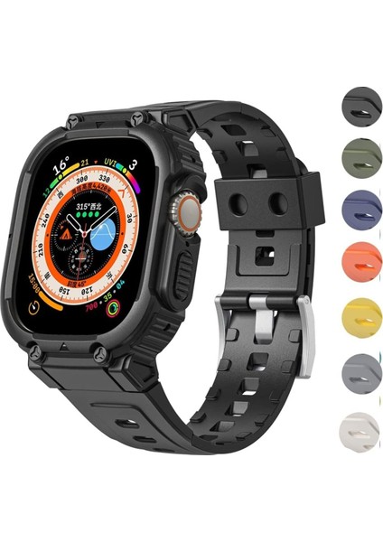 Apple Watch Uyumlu Ultra Ultra 2 Uyumlu 49MM Uyumlu Kordon Ultra Korumalı Armor Zırhlı Silikon Kordon modelleri