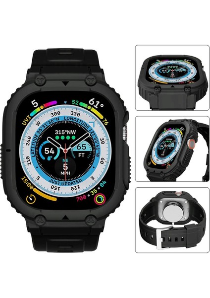 Apple Watch Uyumlu Ultra Ultra 2 Uyumlu 49MM Uyumlu Kordon Ultra Korumalı Armor Zırhlı Silikon Kordon fırsatları