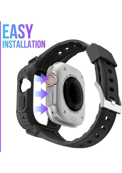 Apple Watch Uyumlu Ultra Ultra 2 Uyumlu 49MM Uyumlu Kordon Ultra Korumalı Armor Zırhlı Silikon Kordon indirimleri