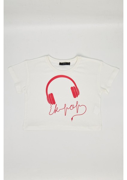 Kız Çocuk Crop Tshirt Beyaz - Aleyna