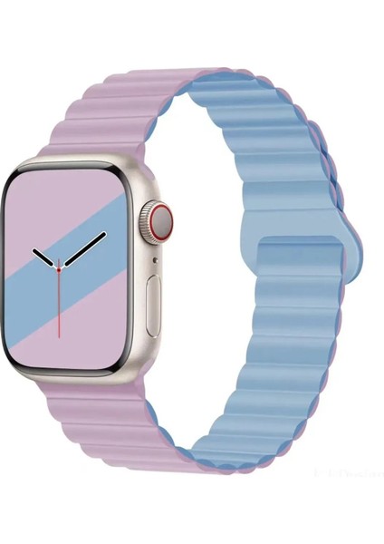 Apple Watch Uyumlu Ultra 2 Se 42 44 45 49MM Uyumlu Mıknatıslı Shine Silikon Kordon Kayış