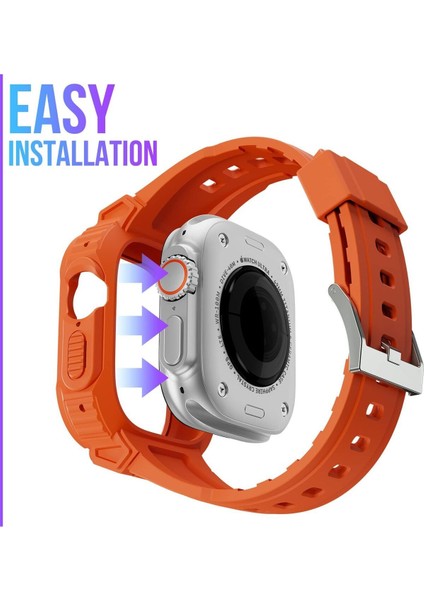 Apple Watch Uyumlu Ultra Ultra 2 Uyumlu 49MM Uyumlu Kordon Ultra Korumalı Armor Zırhlı Silikon Kordon fırsatları