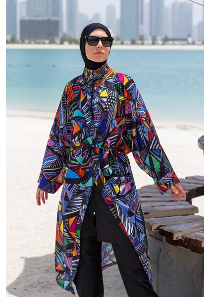 Remsa Mayo Tesettür Mayo Üzerine Tek Kaftan Kimono Pareo RP020 Alina