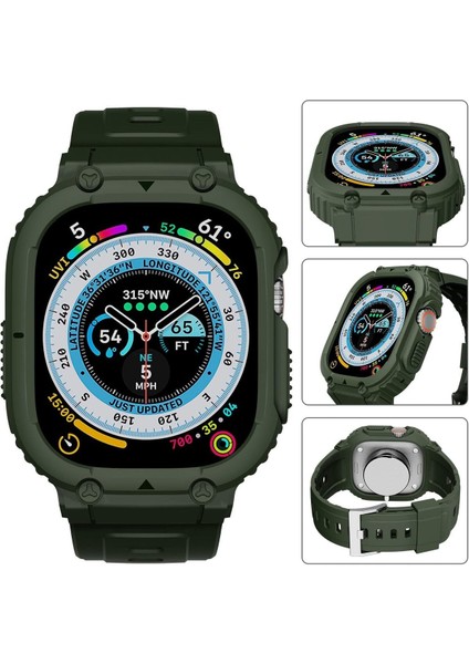 Apple Watch Uyumlu Ultra Ultra 2 Uyumlu 49MM Uyumlu Kordon Ultra Korumalı Armor Zırhlı Silikon Kordon modelleri