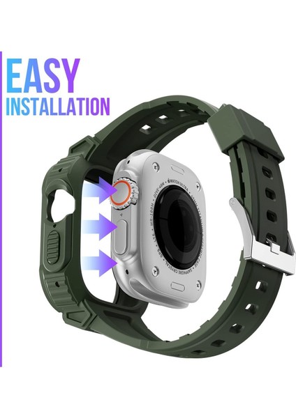 Apple Watch Uyumlu Ultra Ultra 2 Uyumlu 49MM Uyumlu Kordon Ultra Korumalı Armor Zırhlı Silikon Kordon fırsatları