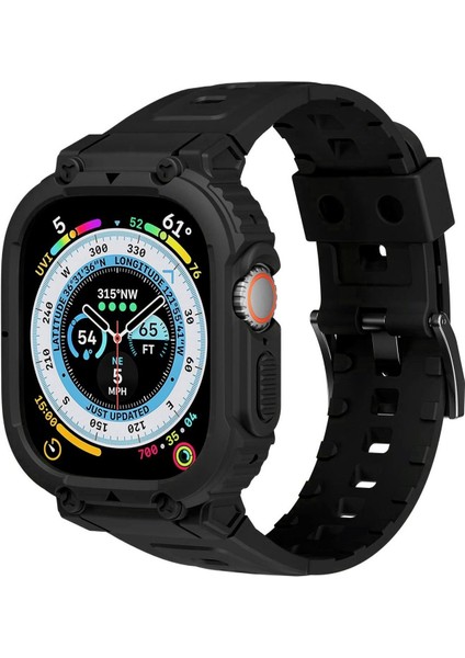 Apple Watch Uyumlu Ultra 2 Se 44 45 mm Uyumlu Kordon Ultra Korumalı Armor Zırh Silikon Kordon