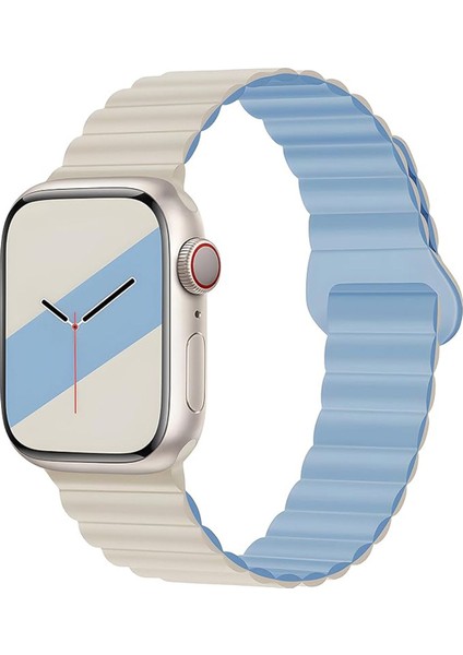 Apple Watch Uyumlu 38 40 41MM Uyumlu Mıknatıslı Shine Silikon Kordon Kayış
