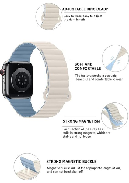 Apple Watch Uyumlu 38 40 41MM Uyumlu Mıknatıslı Shine Silikon Kordon Kayış