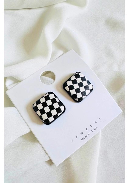 Damalı Deri Tasarım Küpe indirimleri