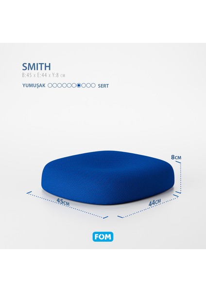 Smith Visco Konforlu ve Rahatlatıcı Oturma Simidi Yastık, Ortopedik, 45 x 44 x 8, Lacivert