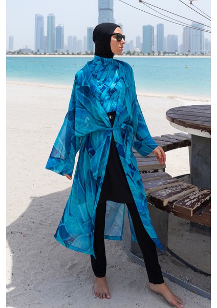 Remsa Tesettür Mayo Üzerine Tek Kaftan Kimono Pareo RP014 Berrin