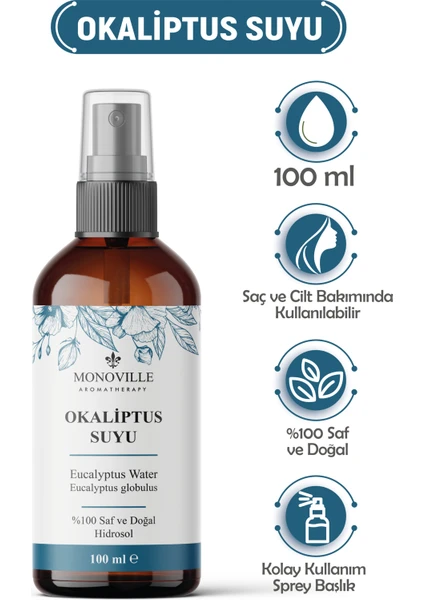 Okaliptus Suyu Cam Şişe %100 Saf ve Doğal 100 ml (Eucalyptus Water)