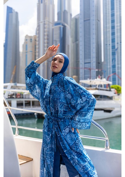 Remsa Mayo Remsa Tesettür Mayo Üzerine Tek Kaftan Kimono Pareo RP012 Rabia