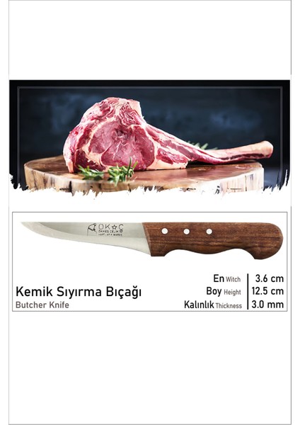 Perçinli Gül Sap Kasap Sıyırma Bıçağı No.0