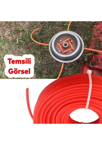 Motorlu Tırpan Altı Köşe Misina 4 mm 30 Metre Çim Ot Biçme Teli Extra Güçlü Plastik