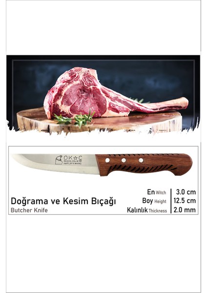 Izli Ahşap Sap Kasap Bıçağı No.0