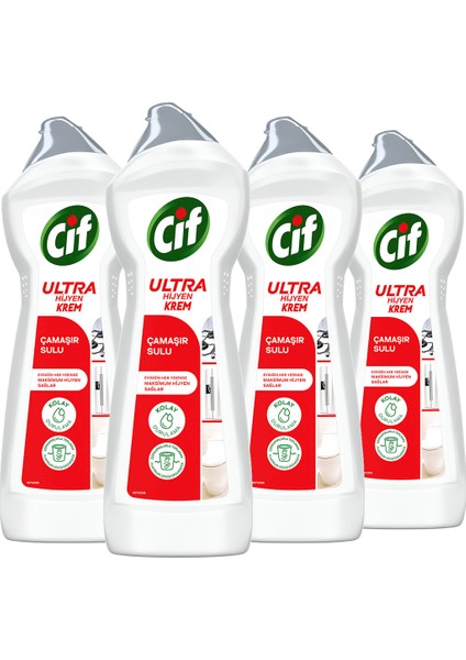 Krem Yüzey Temizleyici Çamaşır Suyu Katkılı Ultra Hijyen 675 ml 4 Adet