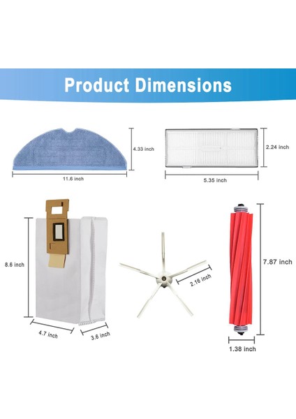 Roborock S7 S7+ T7S T7PLUS Robot Için Rulo Fırça Yan Fırça Filtresi (Yurt Dışından)