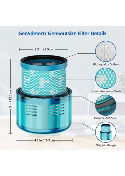 Dyson Gen5 Algılama / Büyük Boy Elektrikli Süpürge Arka Filtre Parçaları Için 5 Adet (Yurt Dışından)