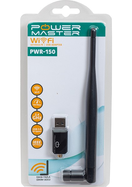 PWR-150 150 Mbps 7601 Işlemcili USB Kablosuz Antenli Wifi Adaptör Cdli