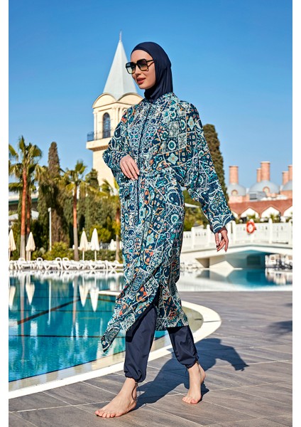 Remsa Mayo Remsa Tesettür Mayo Üzerine Tek Kaftan Kimono Pareo RP011 Iznik