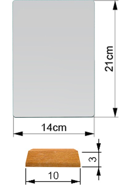 Masaüstü Makyaj Aynası - Ahşap Stantlı Dikdörtgen Ayna 12,5 cm x 21 cm