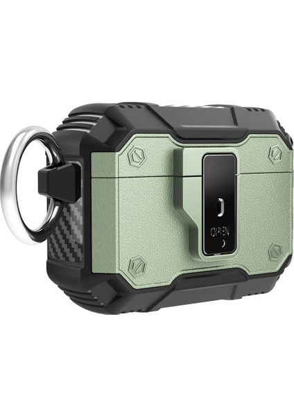 Ezotech Air Pods Pro 2 Airbag 35 Darbelere Karşı Dayanıklı Düğmeli Kılıf-Yeşil