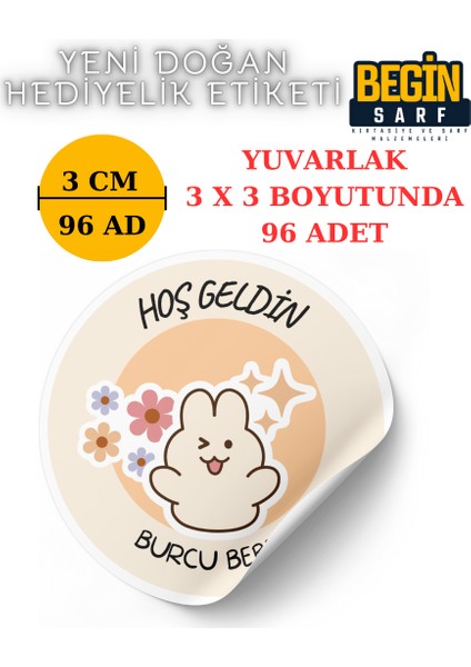 3 cm 4 cm 5cm 6 cm Yeni Doğan Bebek Hediyelik Etiketi Isim Tarih Yazılabilir Yuvarlak Etiket 006