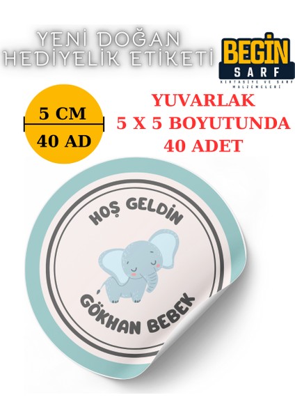 Begin Sarf 3 cm 4 cm 5cm 6 cm Yeni Doğan Bebek Hediyelik Etiketi Isim Tarih Yazılabilir Yuvarlak Etiket 008