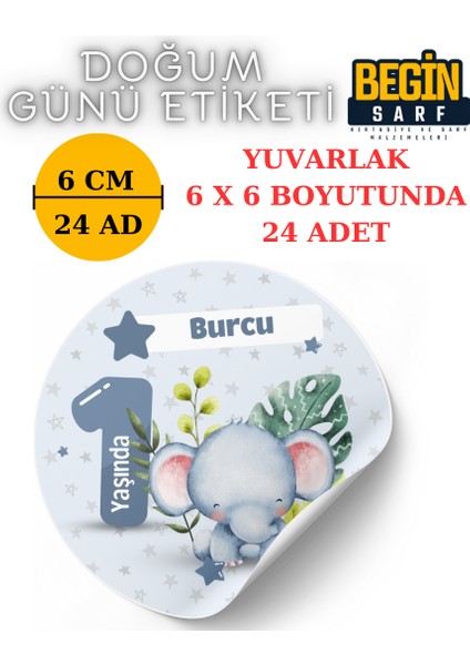 3 cm 4 cm 5 cm 6 cm Doğum Günü Hatırası Kişiye Özel Kendinden Yapışkanlı Etiket Yuvarlak 004 fırsatları