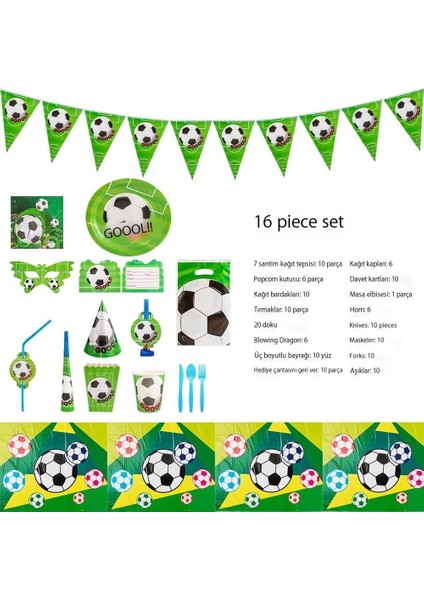 Doğum Günü Şenlikli Atmosfer Partisi Futbol Desen Parti Seti Sahne (Yurt Dışından)