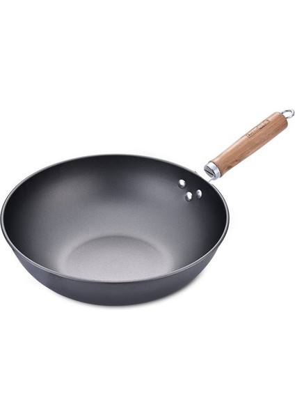 Ahşap Saplı Demir Wok ile Yapışmaz Wok (Yurt Dışından)