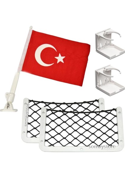 Tekne Seti 40CM Plastik Bayrak Direği + Eşya Filesi 2 Adet + Katlanır Bardaklık 2 Adet fiyatları