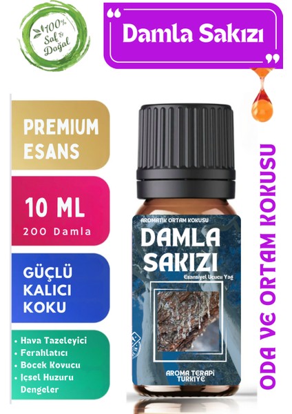 Aroma Terapi TR Damla Sakızı Saf Esansiyel Yağ  Oda ve Ortam Kokusu  Aromatik Uçucu Yağ 10 ml