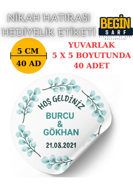 Begin Sarf 3 cm 4 cm 5 cm 6 cm Nikah Hatırası Etiketi Kendinden Yapışkanlı Kişiye Özel Yuvarlak 002