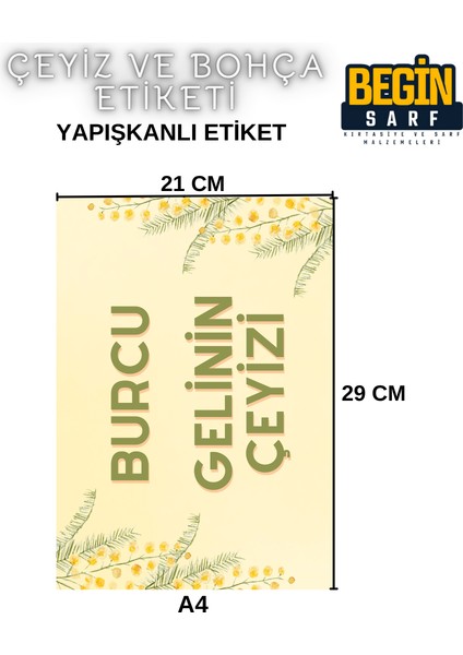 A4 A5 A6 35 Adet Çeyiz Bohça Koli Paket Etiketi Isme Özel Yapışlanlı Etiket 003