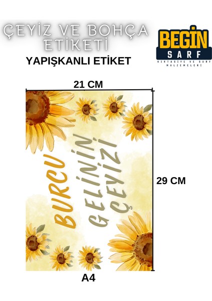 A4 A5 A6 35 Adet Çeyiz Bohça Koli Paket Etiketi Isme Özel Yapışlanlı Etiket 002