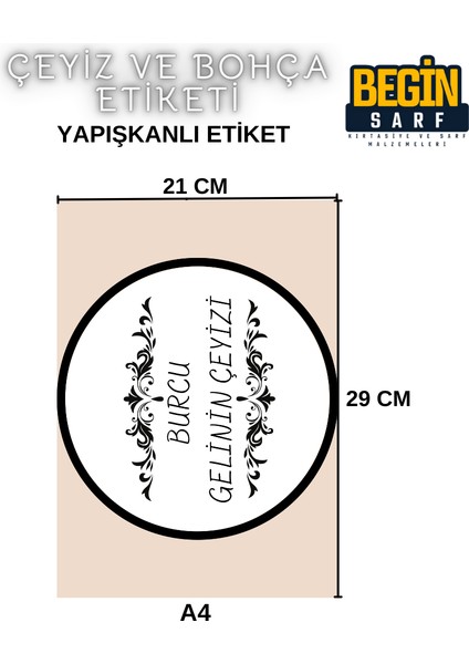 A4 A5 A6 35 Adet Çeyiz Bohça Koli Paket Etiketi Isme Özel Yapışlanlı Etiket 024