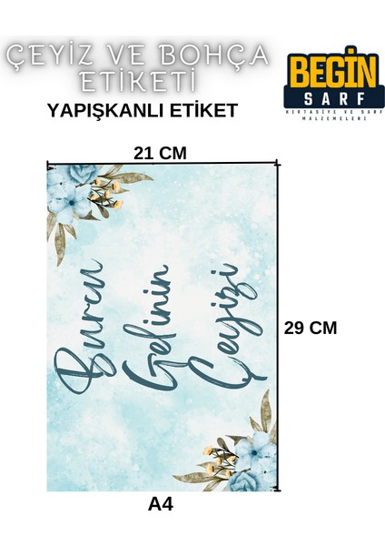 A4 A5 A6 35 Adet Çeyiz Bohça Koli Paket Etiketi Isme Özel Yapışlanlı Etiket 013